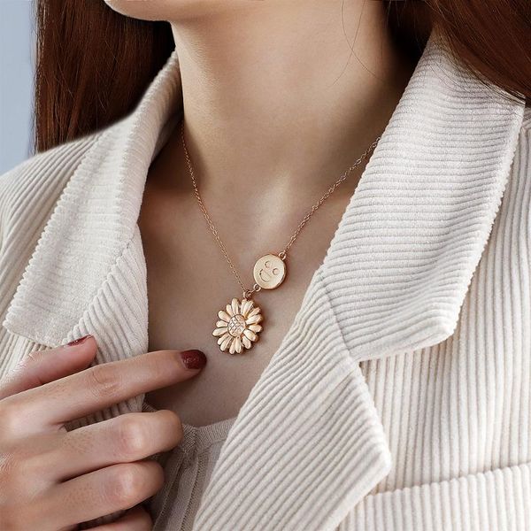 

link, chain yzx78 sunflower smile necklace gold for women, Black