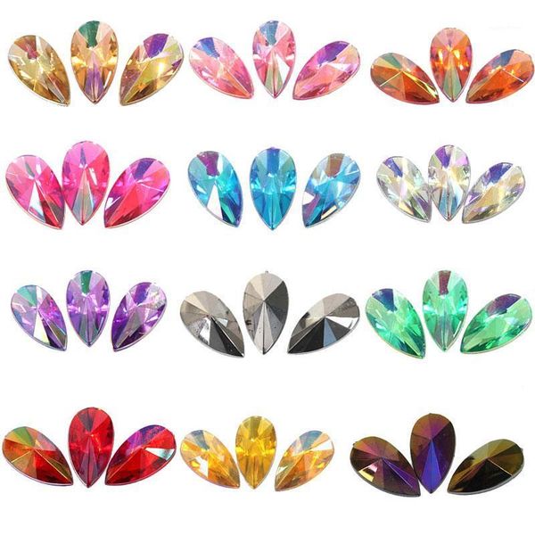 

8x13mm 100pcs teardop flatback pointed acrylic rhinestone buttons droplet decorate diy y3544 nail art decorations1, Silver;gold
