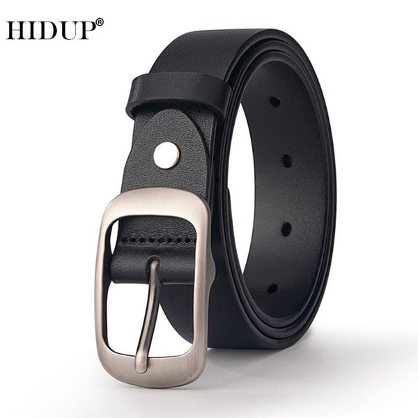

belts hidup retro design pin buckle alloy belt for women solid cowhide leather jeans accessories 2.8cm width nwj933, Black;brown