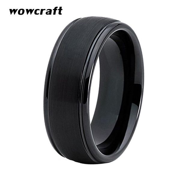 

wedding rings womens mens tungsten carbide ring brushed matte finish black plated bands with steeped edges, Slivery;golden