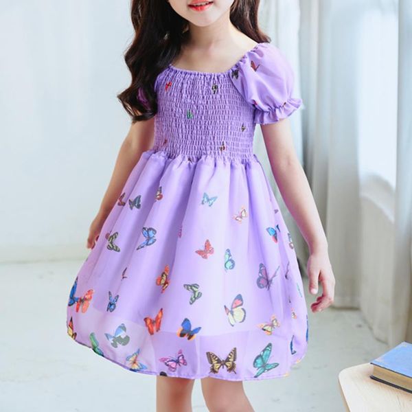 

girl's dresses toddler baby girls summer dress 2021 ruched butterfly princess kids casual children clothes set vestidos, Red;yellow
