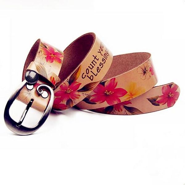 

belts 2021 selling fashion women genuine leather strap belts, floral printing for women, female wide girdle high quality, Black;brown