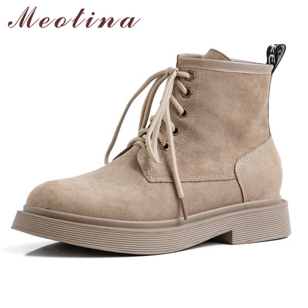 

women boots winter ankle square heels short lace up round toe shoes lady autumn size 34-39 210517, Black