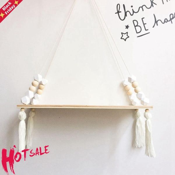

nordic nursery & kids decor tassels storage shelf rack wall hanging wood toys model baby kid room furnish artic home decoration other