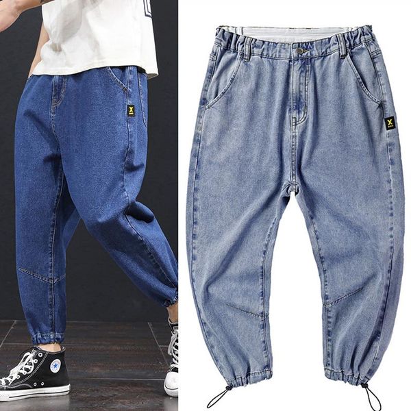 

men's jeans comfortable harem pants xl 46 48 fat loose fashion black, Blue