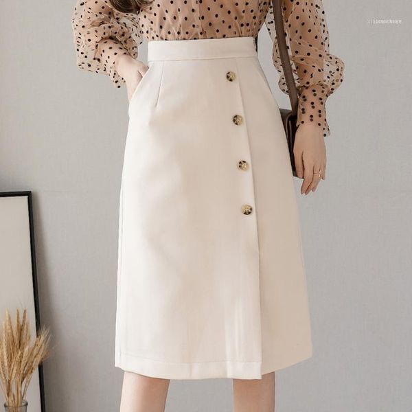 

skirts elegant summer side split skirt women single breasted high waist midi ladies hip packag long office work faldas mujer slim1, Black