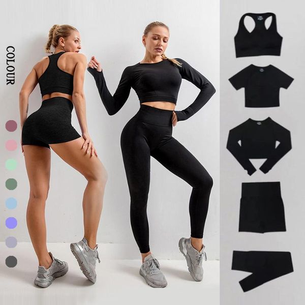 

yoga outfit seamless set gym clothing workout clothes for women high waist sport fitness suit