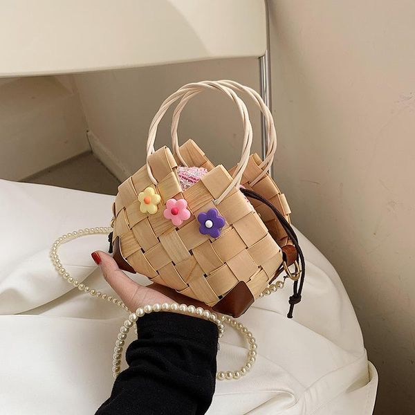 

evening bags s.ikrr woven mini tote bag summer straw prarl strap shoulder crossbody women's designer handbags 2021 female travel purses