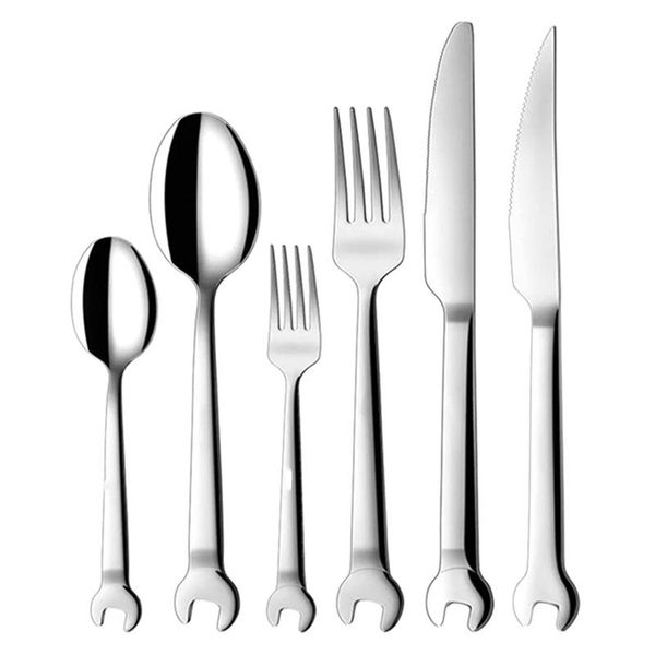 

creative wrench shape stainless steel dinner knife tea fork coffee spoon dinnerware set cutlery utensil kitchen sets