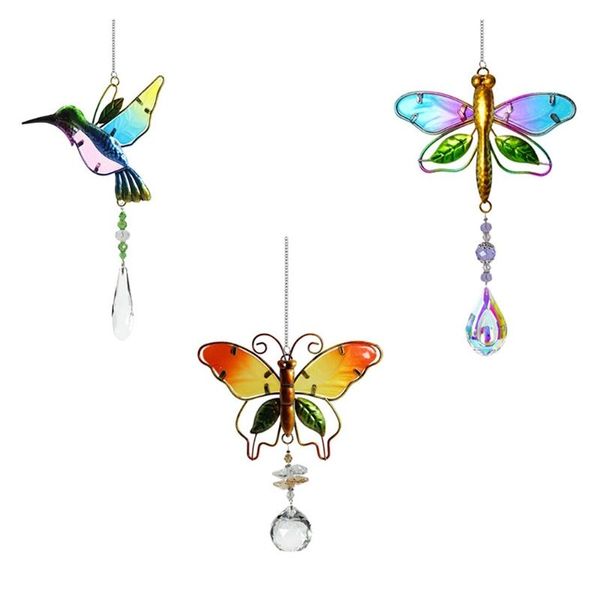 

garden decorations painted dragonfly/butterfly/bird hanging ornament pendant wall decoration craft wind spinner bedroom 85db