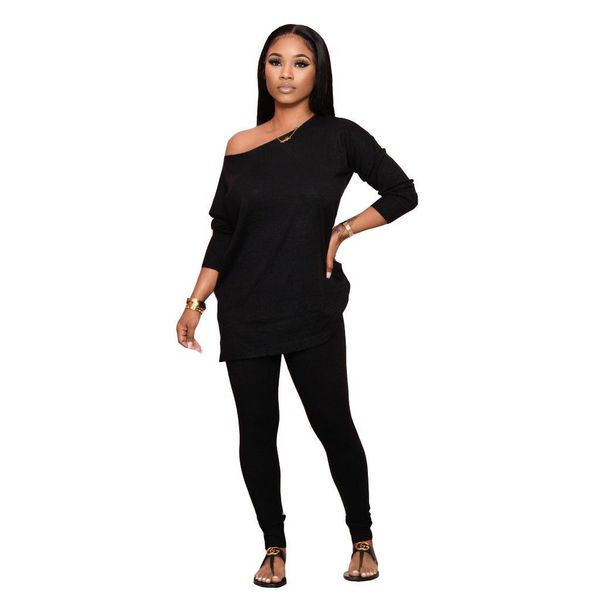 

solid tracksuits one shoulder sport fashion women two piece sets long sleeve hooded sweatshirt jogger pants suit tracksuit matching set 2xl, Gray