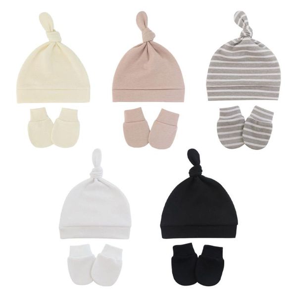 

caps & hats skin-friendly cotton baby mittens 0-6 months born knot no scratch gloves for boys girls, Yellow