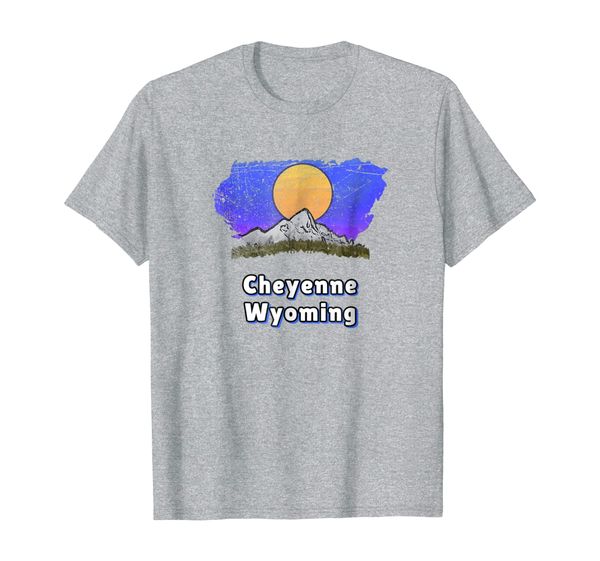 

cheyenne wyoming shirt with mountain scenery, White;black