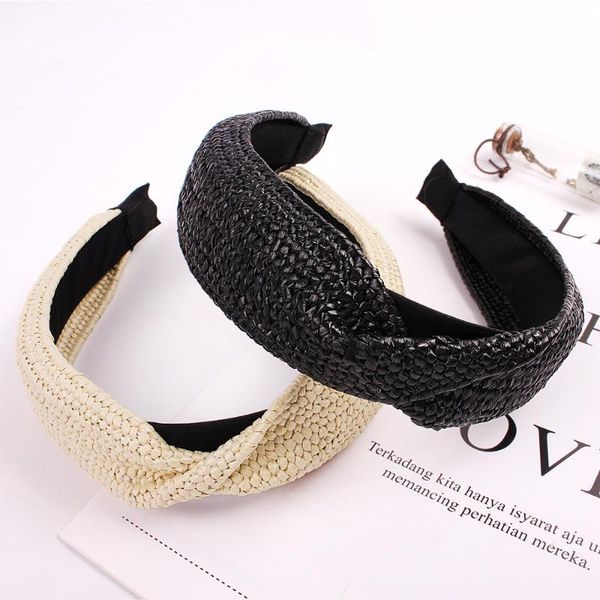 

hair clips women headband straw hairbands for knotted girls female accessories handmade head hoop