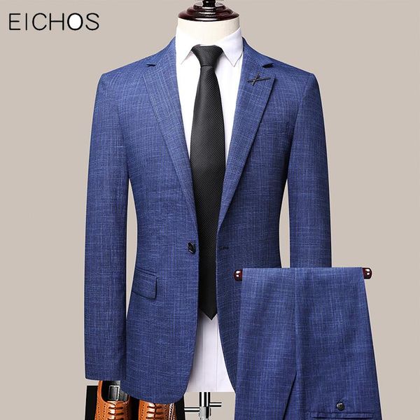 

men's suits & blazers eichos male suit two piece mens wedding prom party dress dinner christmas plaid formal office wear, White;black
