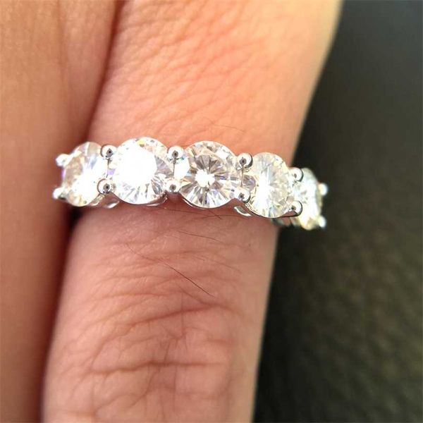 Branco anel banhado a ouro 1.5ctw f teste de noivado de cor positivo jóias de casamento de diamante para noiva 211217