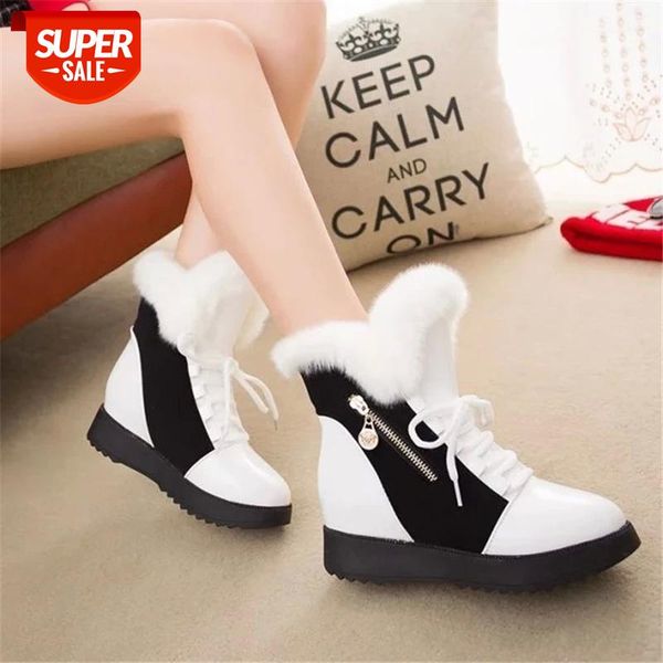 

2019 women snow boots fashion natural wool fur winter warm ankle boots for women comfortable lace-up flat shoes metal decoration #6e56