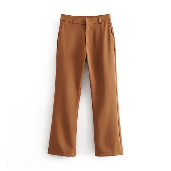 

women elegant solid long pants zipper fly pockets european style female casaul fashion trousers pantalones 210430, Black;white
