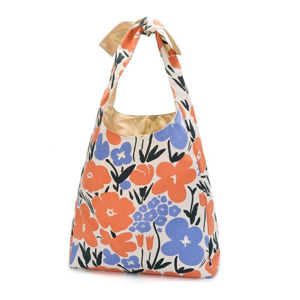 

evening bags printed canvas bag women's floral shoulder large capacity female vintage handbag knot tote 2021 summer handbags