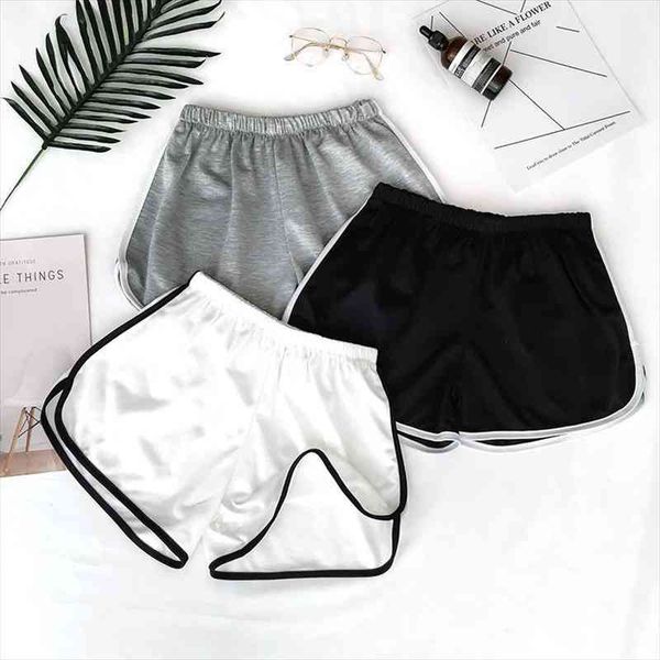 

summer high street casual women shorts loose solid soft beach casual white egde shorts female, Black;white
