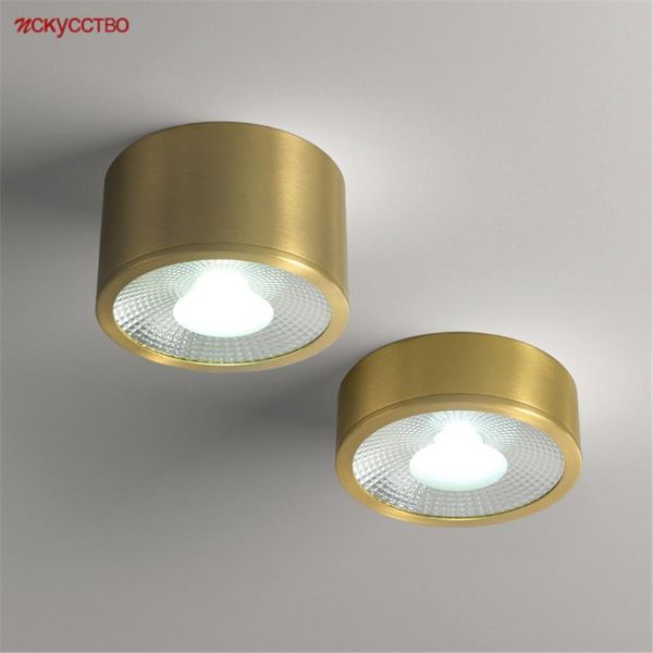 

ceiling lights postmodern design luxury round surface mounted led lamp ultra-thin copper spotlight living room hallway corridor fixture
