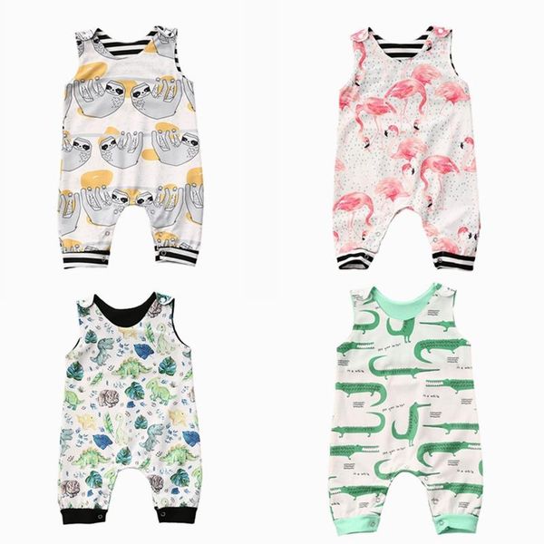 

0-3y fashion summer infant baby girls boys rompers sleeveless cute cartoon cotton jumpsuits clothes drop, Blue