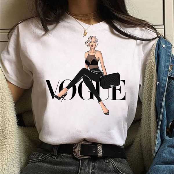

vogue fashion summer graphic tee women t shirts cute 90s girls, White