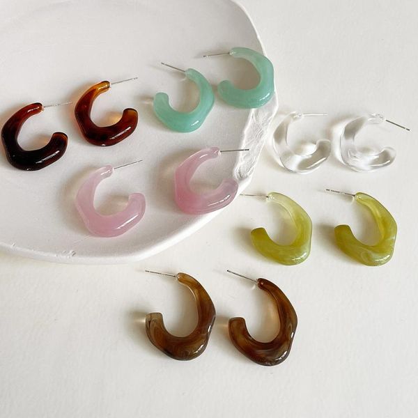 

hoop & huggie amorcome korean transparent acrylic earrings for women girls geometric irregular colorful resin fashion jewerlry, Golden;silver