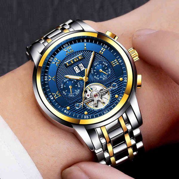 

clock masculino luik gentlemen clocks fire luxury automatic mechanical men fully steel business watertight sports, Slivery;brown