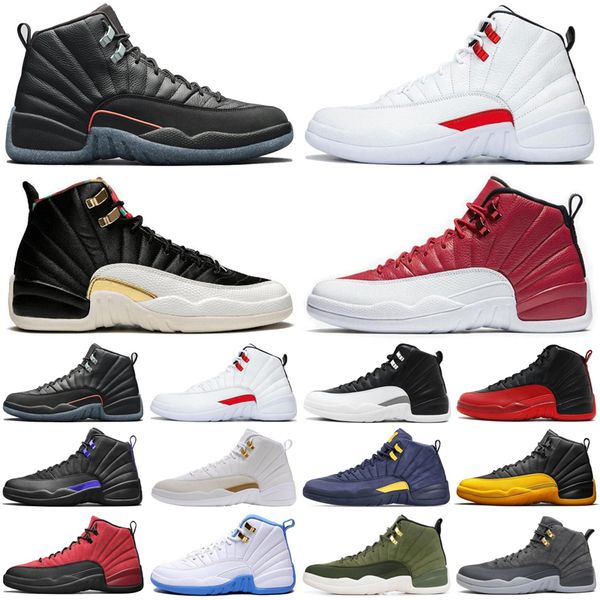 

wholesale with box&sock&tag 12 12s men shoes utility twist playoffs dark concord flu game mens trainers sports sneakers