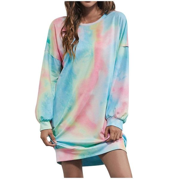 

women's hoodies & sweatshirts tie-dye print long sleeve sweatshirt for women 2021 oversized harajuku blouse high street o collared pull, Black