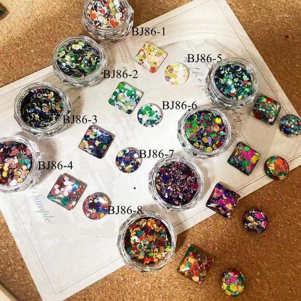 

1jar cute different size mixed glitter nail art color pieces decoration bj86 decorations1, Silver;gold