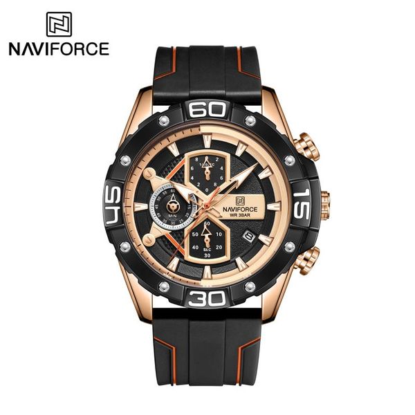 

wristwatches naviforce sport watches men chronograph black military silicone tpu strap wristwatch clock fashionwaterproof 2021, Slivery;brown