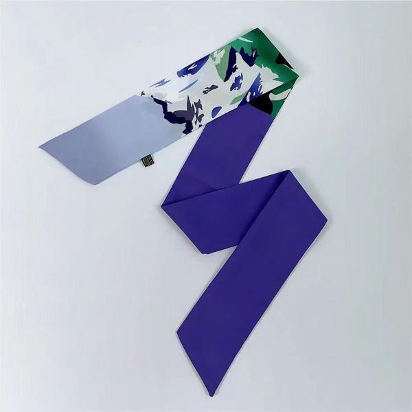 

scarves 2021 est women small narrow imitation silk foulard bag ribbon tie band girls neckchief hair neck hat female 6x100cm, Blue;gray