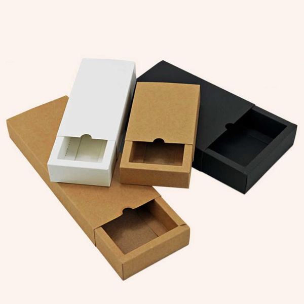 

gift wrap 10pcs/lot 10 sizes kraft packaging cardboard box black paper drawer boxes