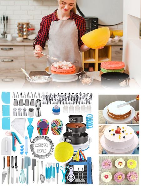 

cooker tool 458pcs/set cake decoration kit diy spatulas decorating backing tools pan rotating turntable baking & pastry