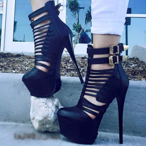 

handmade womens super high heeled shoes narrow-bands buckle ankle strap platform evening party prom fashion black court pumps d498