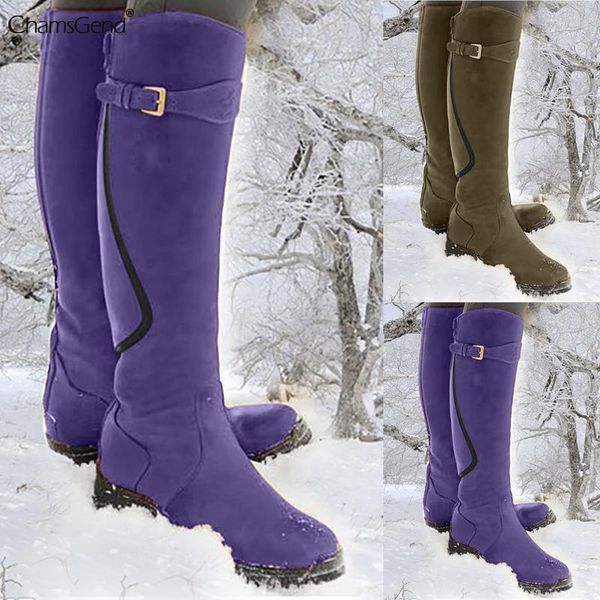 

boots 2021 women's boots, flat shoes, winter warmth, knee-high leather high fashion zipper knight, Black