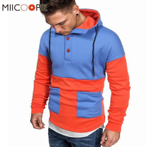 

hoodies sweatshirt double pocket hip hop hoodie tracksuits outwear patchwork color men streetwear 3xl kg-22, Black