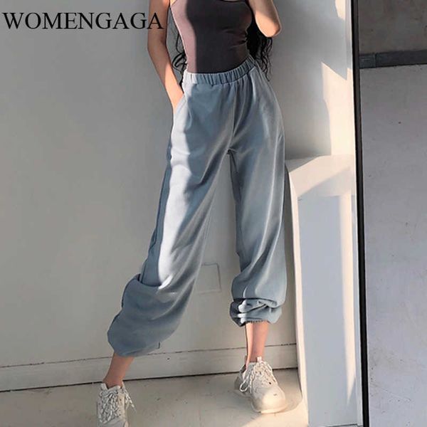 

europe high waist versatile sports leisure loose casual solid color harem pants feet trousers vintage bnxl 210603, Black;white