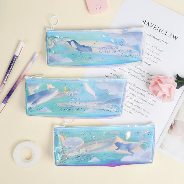 

angelhere store kawaii laser pencil case quicksand sequin bag lovely student storage school supply stationery bags