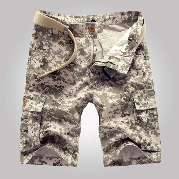 

men summer style new cargo shorts camouflage casual trousers ,knee length military ,multi -pocket bermuda masculina, White;black