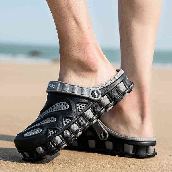 Sandalen Männer 0 Sommer Loch Schuhe Gummi 0 Garten Outdoor Strand Flache Sandalen für Männer Schuhe große Größe 220302