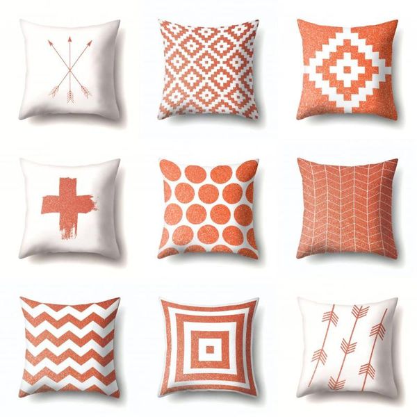 

cushion/decorative pillow orange case polyester cushion cover geometric throw pillows for living room sofa plaid pillowcase home decor car s