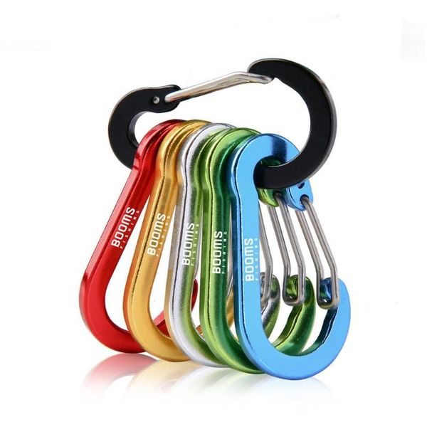 

booms fishing cc1 steel small carabiner clips outdoor camping multi tool acessories 6pcs cords, slings and webbing