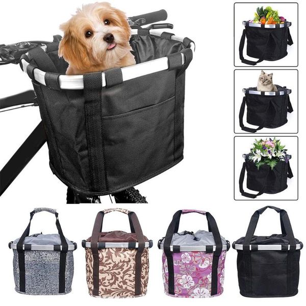 

dog car seat covers bike basket removable bicycle handlebar folding small pet cat carrier cycling bag shopping quick delivery