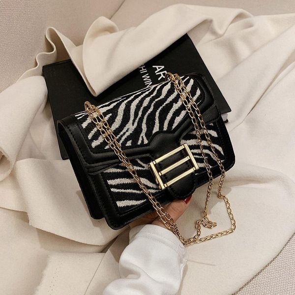 

cross body 2021 fashion women zebra stripe leather chain shoulder bag ladies girls crossbody bags messenger