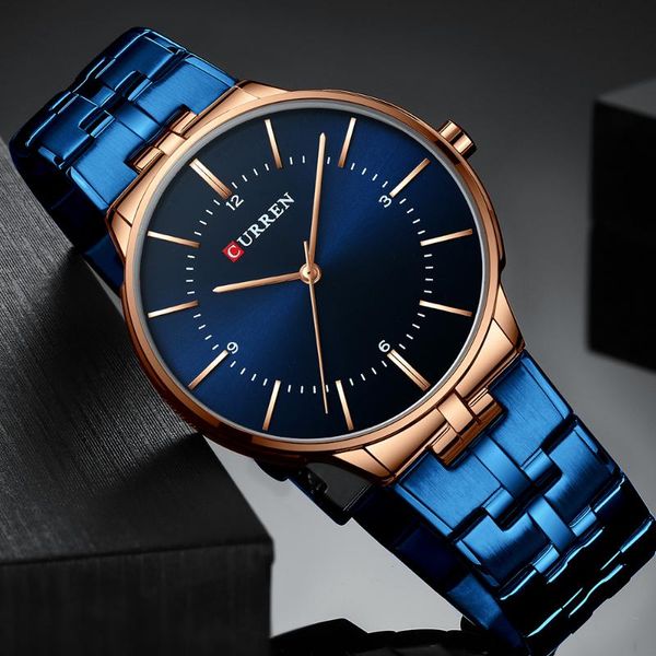 

wristwatches curren relogio men watches fashion blue man watch 2021 waterproof quartz analog wrist reloj hombre, Slivery;brown
