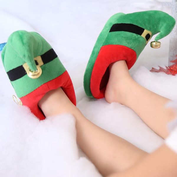 

christmas slipper couple kids family warm winter slippers comfortable soft thicken lovely home indoor festival shoes, Black