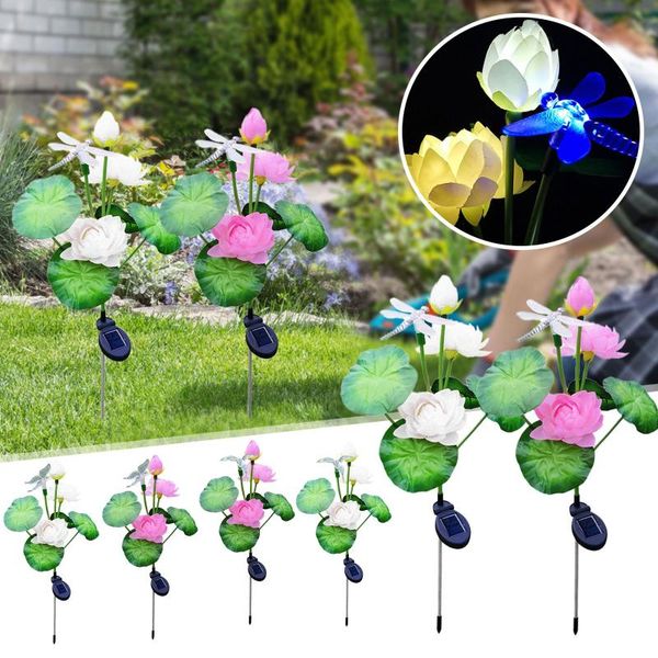 

lawn lamps solar powerlotus flower light outdoor garden yard landscape lamp waterproof for patio